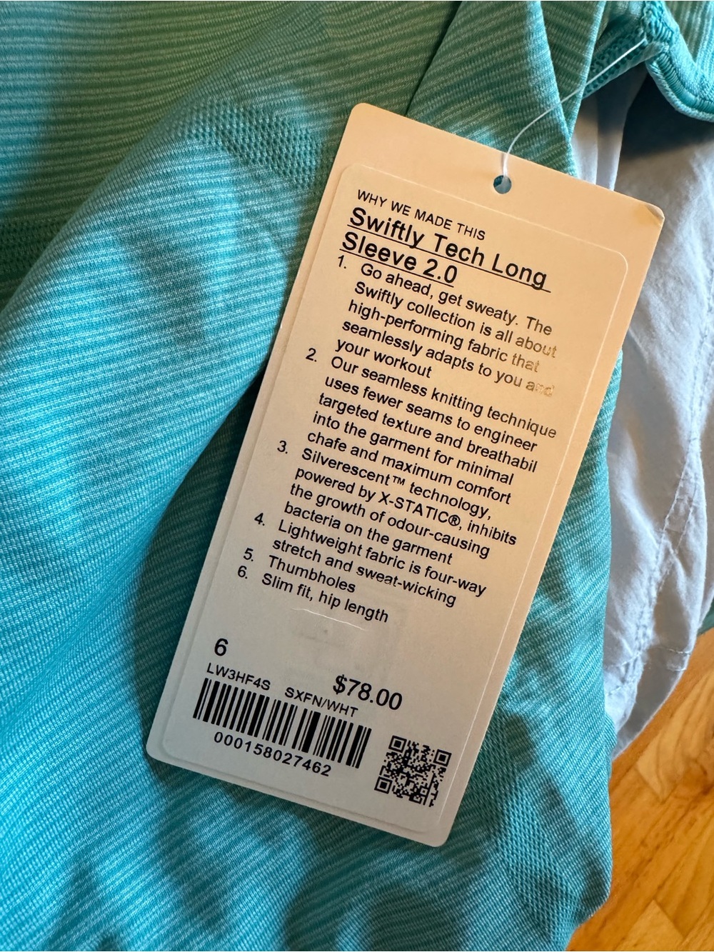 Swiftly Tech Long-Sleeve Shirt 2.0 *Hip Length
Spandex Stripe Fountain/White - Picture 5 of 5